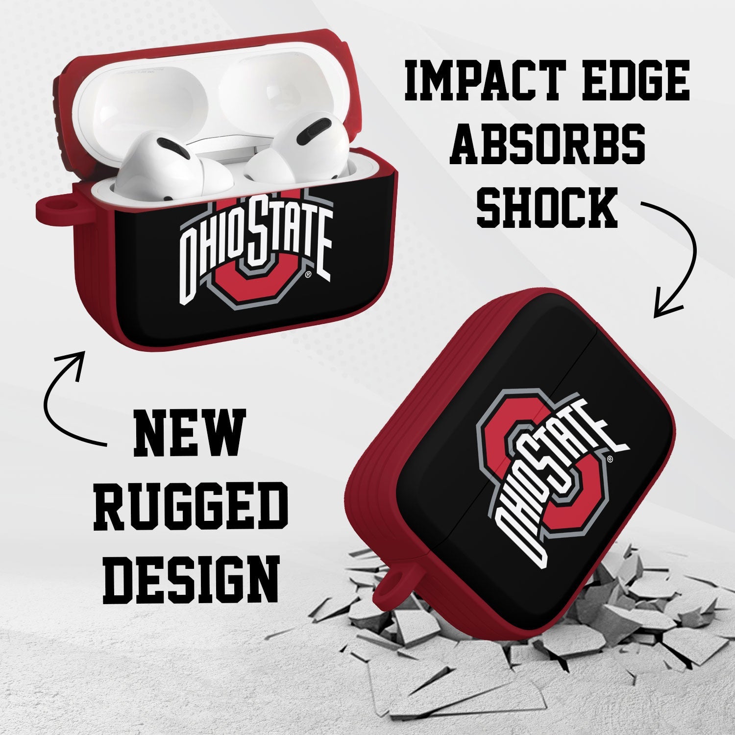 Ohio State Buckeyes HDX Apple AirPods Pro 1 & 2 Case Cover