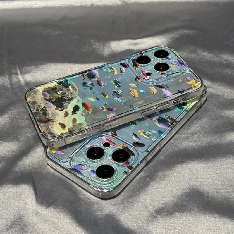 Ocean Animal Cute Phone Case For iPhone 11 Case iPhone 15 13 14 12 17 16 Pro Max 8 7 Plus XR XS SE Clear Protective Cover Funda
