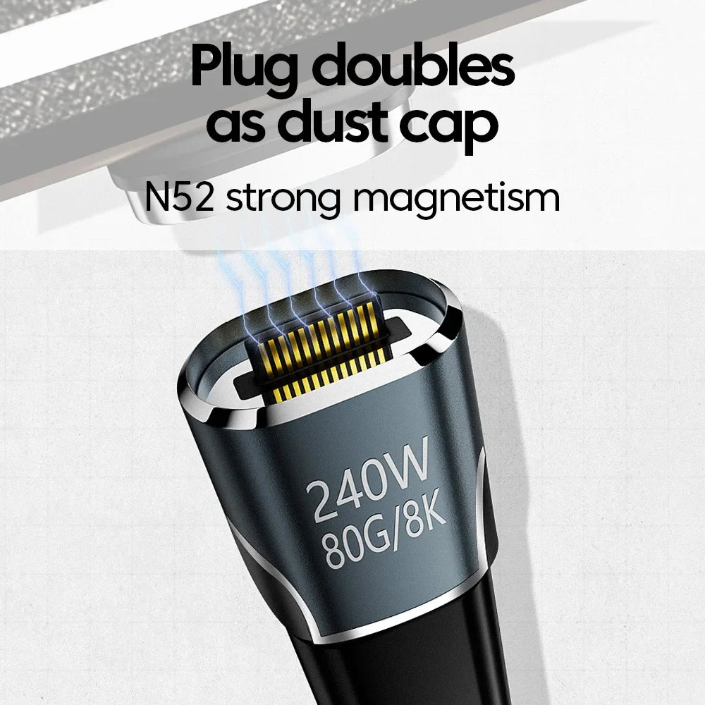 PD 240W Type C to Type C Magnetic Adapter USB 4 Full-Featured 80Gbps 8K@60Hz Fast Charging USB-C Magnet Converter For iPhone 15