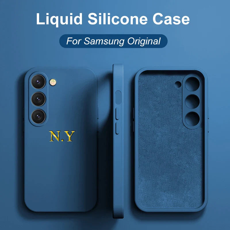 Personalized Custom Name Case For Samsung Galaxy S24 S23 S22 S21 Ultra Plus Liquid Silicone Cover