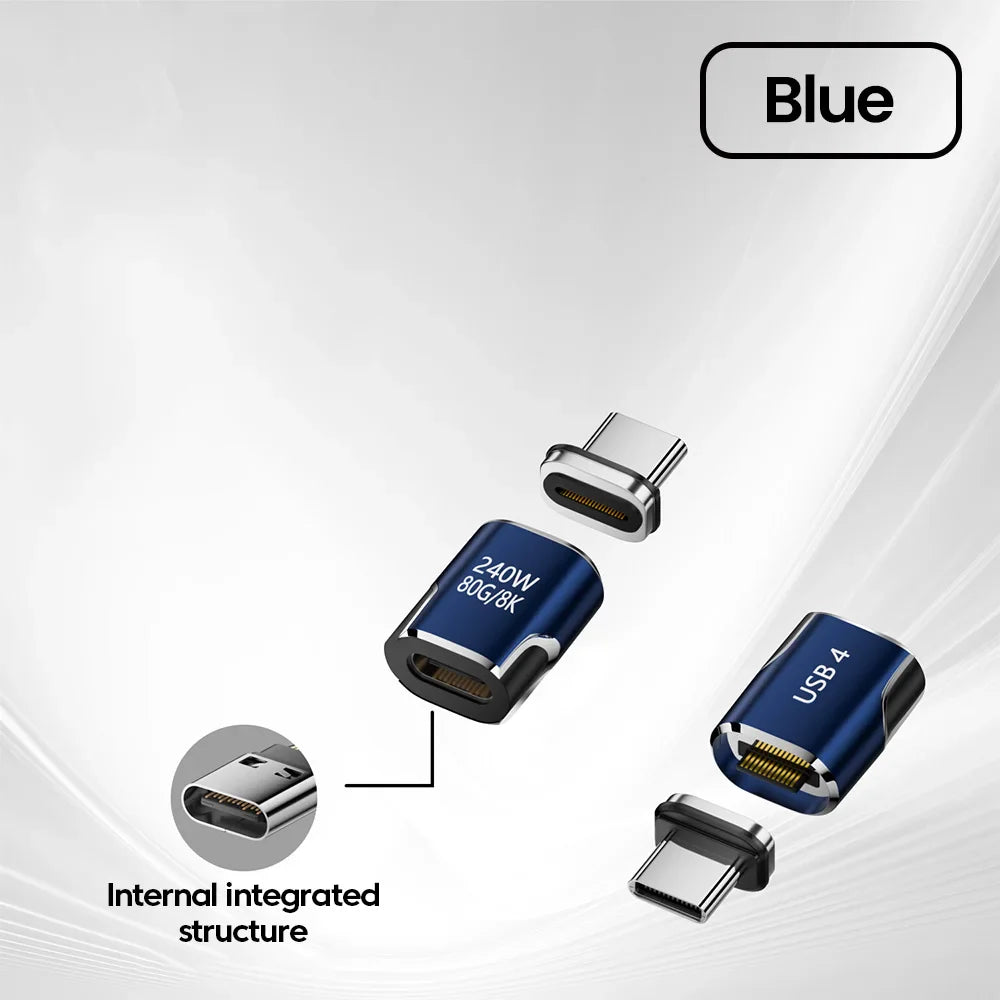 PD 240W Type C to Type C Magnetic Adapter USB 4 Full-Featured 80Gbps 8K@60Hz Fast Charging USB-C Magnet Converter For iPhone 15