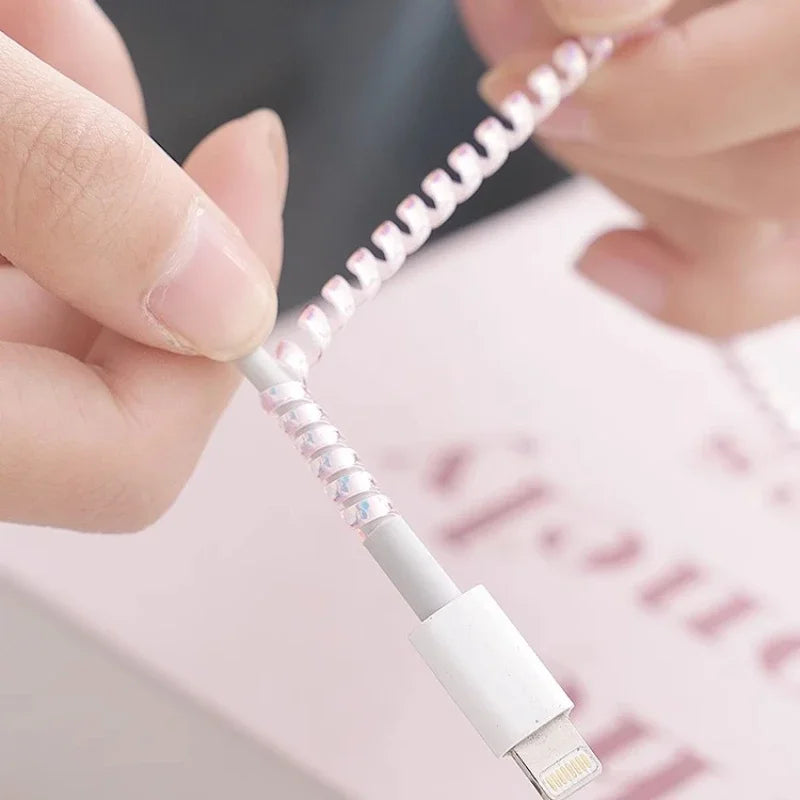 1.6M USB Charging Data Line Cable Protector Wire Cord Protection Spring Wrap Cable Winder Organizer Home Desk Accessories